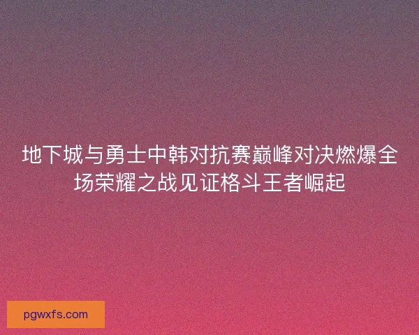 地下城与勇士中韩对抗赛巅峰对决燃爆全场荣耀之战见证格斗王者崛起