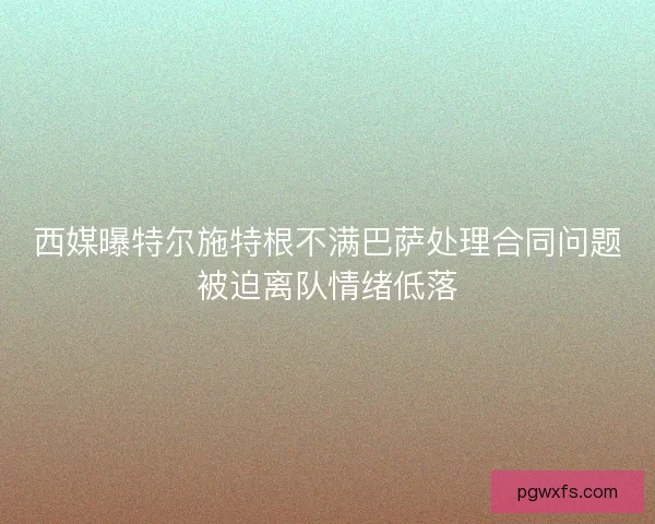 西媒曝特尔施特根不满巴萨处理合同问题被迫离队情绪低落