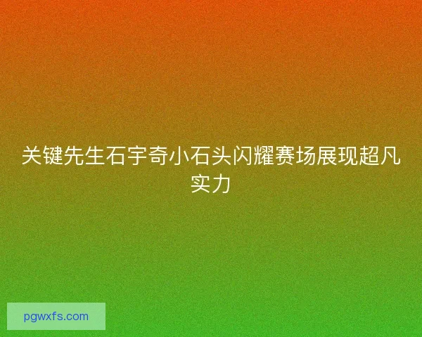 关键先生石宇奇小石头闪耀赛场展现超凡实力