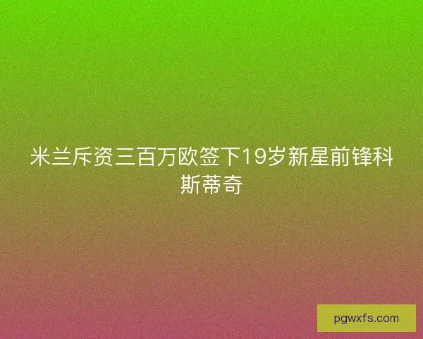 米兰斥资三百万欧签下19岁新星前锋科斯蒂奇