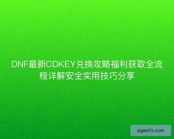 DNF最新CDKEY兑换攻略福利获取全流程详解安全实用技巧分享