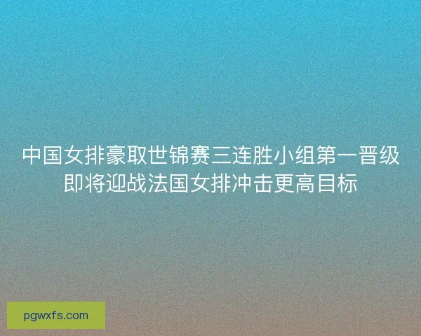 中国女排豪取世锦赛三连胜小组第一晋级即将迎战法国女排冲击更高目标