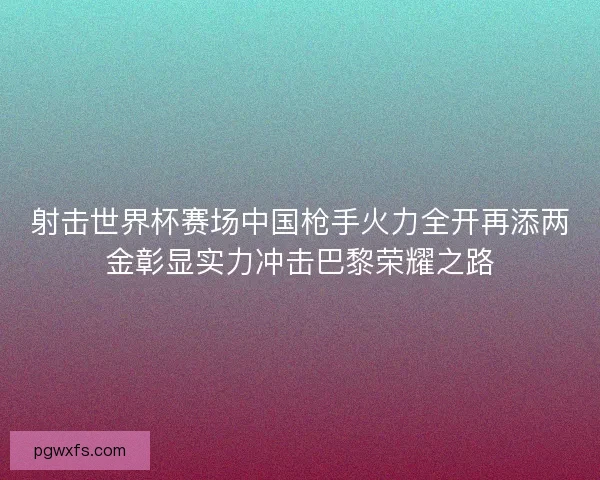 射击世界杯赛场中国枪手火力全开再添两金彰显实力冲击巴黎荣耀之路