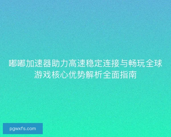嘟嘟加速器助力高速稳定连接与畅玩全球游戏核心优势解析全面指南