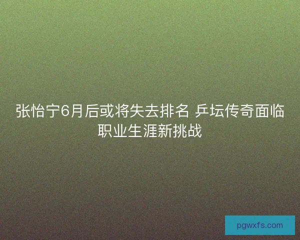 张怡宁6月后或将失去排名 乒坛传奇面临职业生涯新挑战