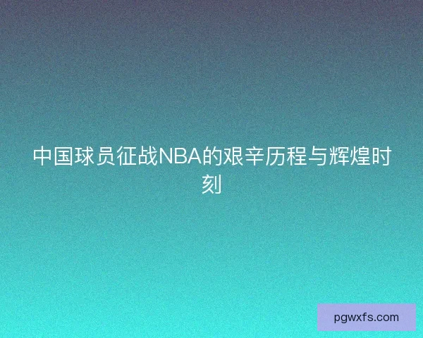 中国球员征战NBA的艰辛历程与辉煌时刻